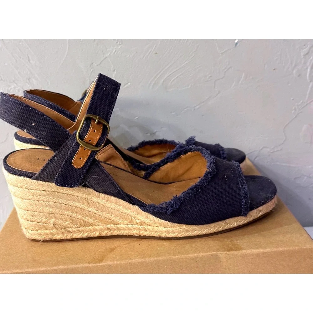 Lucky Brand Mindra Indigo Heavy Canvas Espadrille Wedge Sandals Womens 9.5M